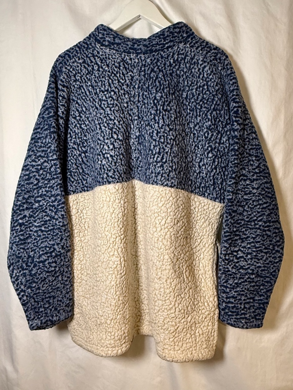 Time and Tru Women's Sherpa Fleece Pullover Blue Oatmeal 1X - Picture 2 of 4